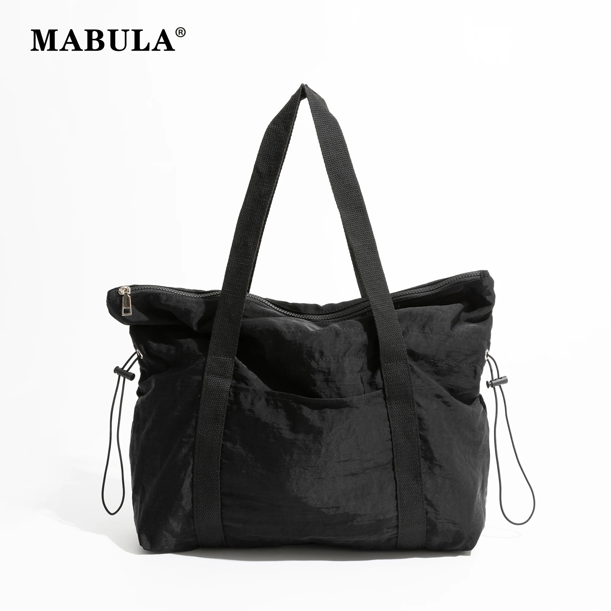 MABULA Casual Portable Nylon GYM Bag Multipockets Lightweight Solid Color Women\'s Sport Duffle Purse Big Travel Handbag