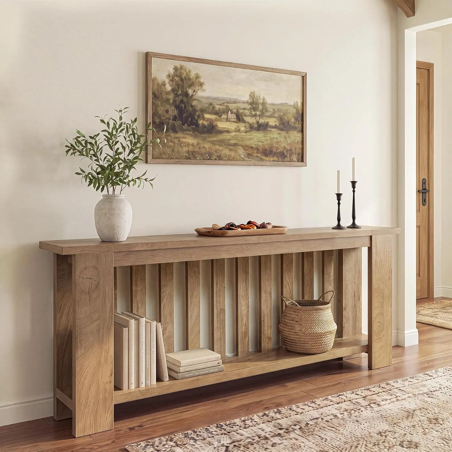 79-Inch Extra Long Console Table With Shelf, Narrow Sofa Table, Customized