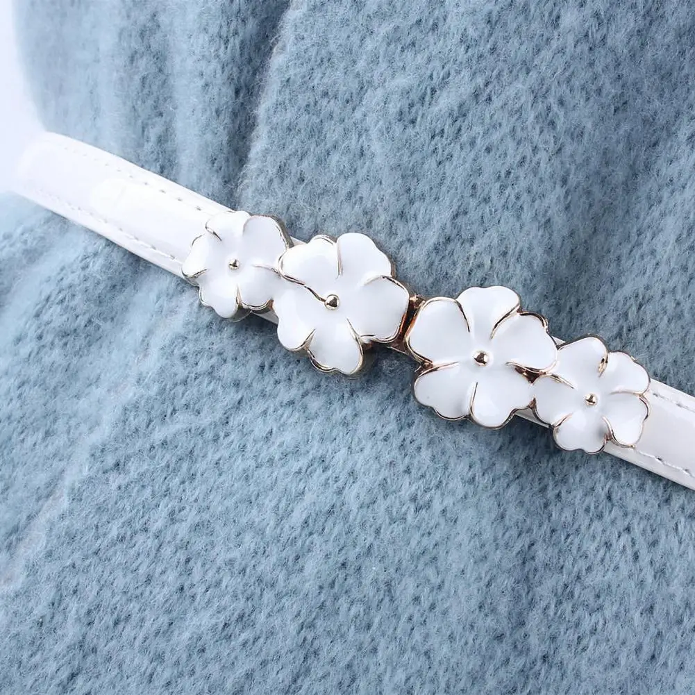 

Women Dress Belt Women Thin Waist Belt Stylish Women's Faux Leather Waist Belt with Flower Decor Slimming Body for Dress