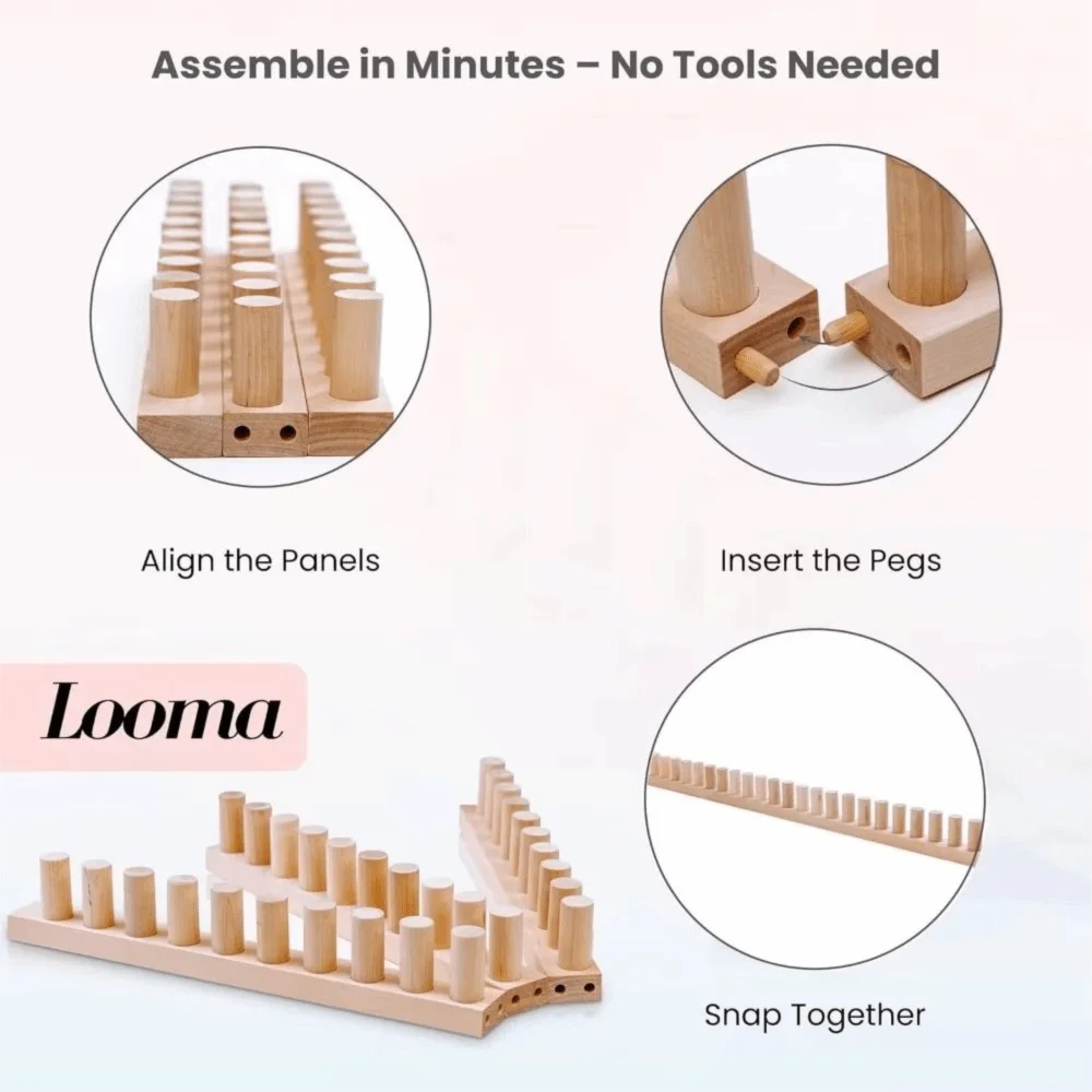 

Adjustable Size Chunky Blankets Loom Portable Modular Design Wooden Knitting Frame Beginner Friendly Detachable Hand Weaving Kit