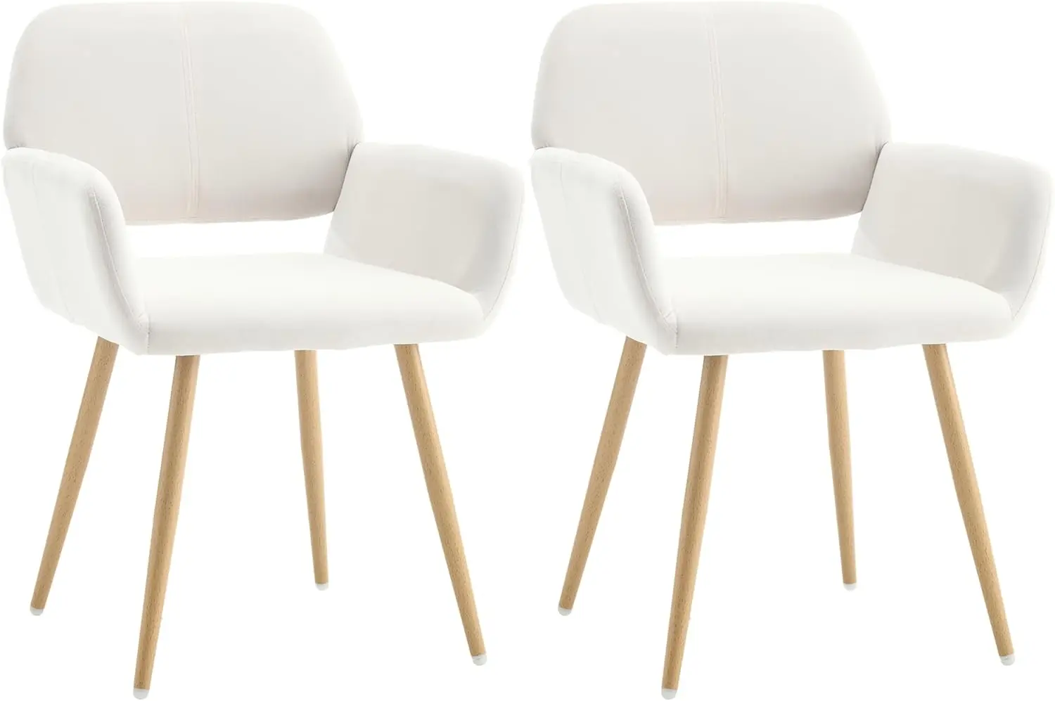 

Velvet Dining Chairs Set Of 2, Upholstered Makeup Vanity Chair, Comfy Accent Armchair With Wood Grain Metal Legs, Cute Home