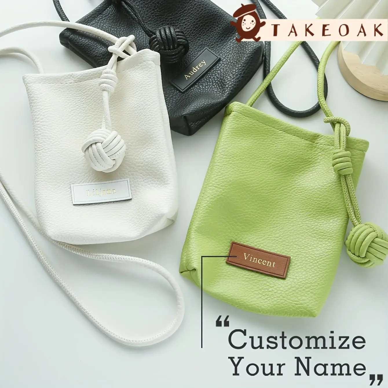 Customized Name Leather Label Multi Color Leather Women's Slant Body Phone Bag Mini Shoulder Travel Bag Simple Women's Daily Bag