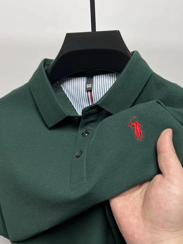 High end brand 100% cotton short sleeve polo shirt men luxur pony embroidery comfort breathable fashion T-shirt summer new top image 4