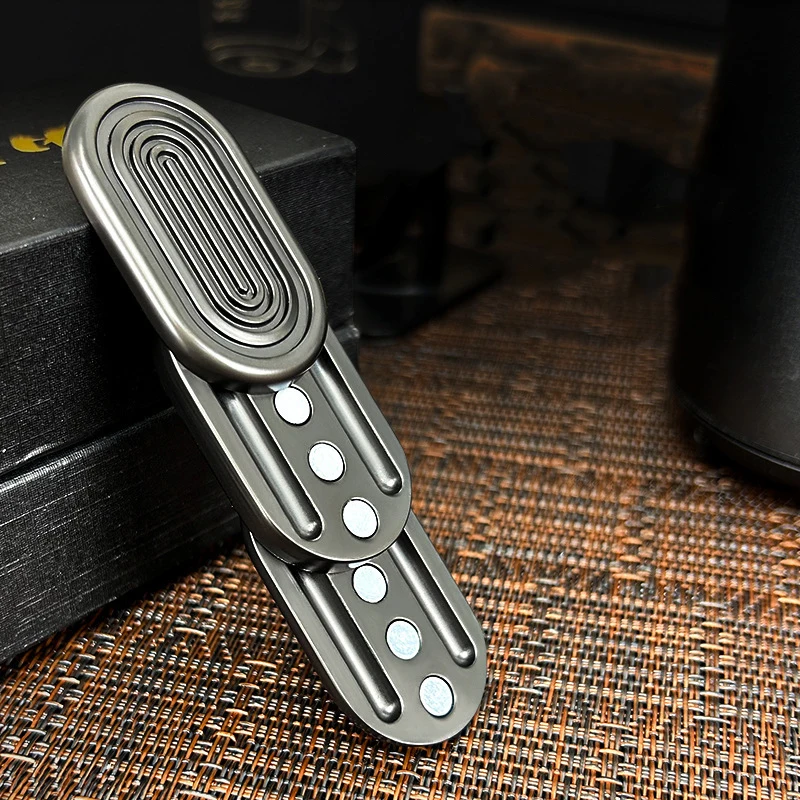 Nouveau métal doigt gyroscope magnétique trois couches cartes à pression Fidget curseur EDC Fidget Spinner jouet tdah outil soulagement de l'anxiété jouet cadeau