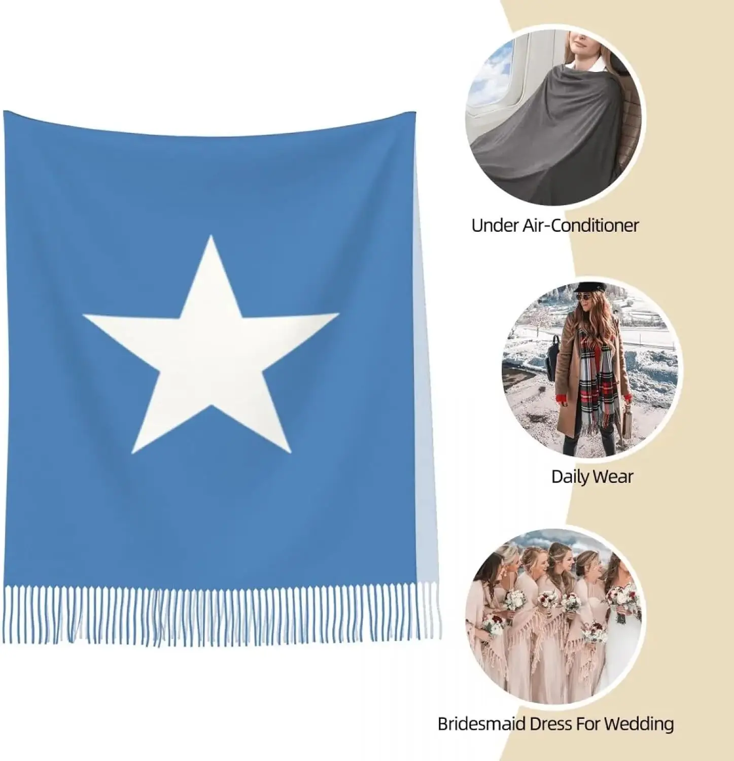 وشاح بطانية دافئة لفصل الشتاء، وشاح علم الصومال للنساء لخريف وشتاء الباشمينا شال لف صومالي