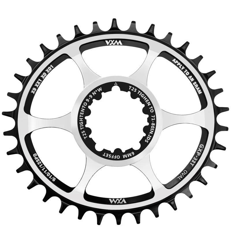 Mountain bike plus and minus teeth single disc GXP direct-mounted 32T34T36T integrated oval disc offset 6mm disc sprocket crank