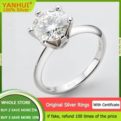 YHAMNI 0.5/1.0 Carat Moissanite Diamond Ring Original Solid 925 Silver Engagement Ring Classic Round Women's Wedding Gift