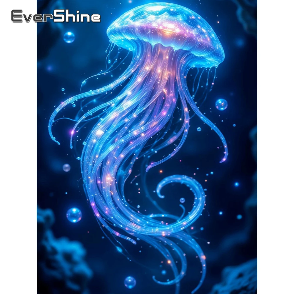Evershine Diamant-Gemälde, Qualle, volles Quadrat, Bohrer-Set, Stickerei, Ozean-Tierbild, Strasssteine, Mosaik, handgefertigtes Geschenk