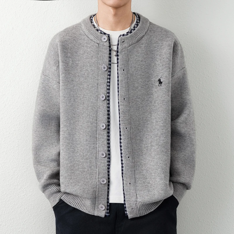

Легкая роскошная осенне-зимняя мужская вязаная куртка-кардиган, модная и классическая универсальная и теплая куртка-свитер