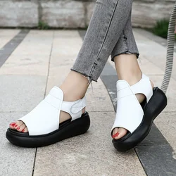 GKTINOO 2025 Summer Shoes Thick Bottom Flat Platform Sandals For Women Genuine Cow Leather Fashion Wedges Peep Toe Women Sandals