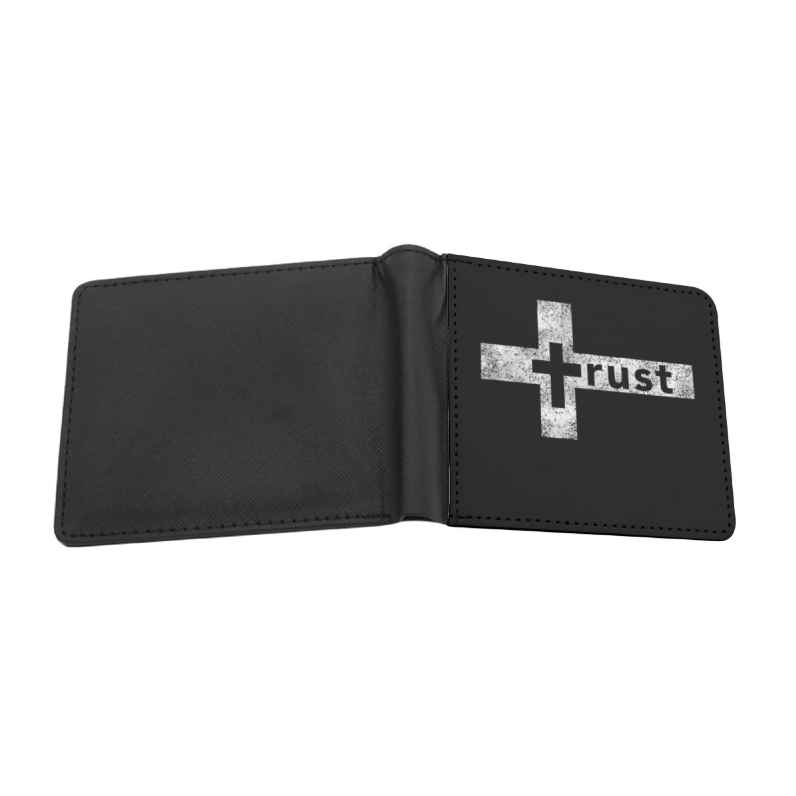 Trust Cross Christian Crucifix Trust In God Jesus Cross Personalized Men's Leather Wallet Credit Card Pouch Purse Trust Cross