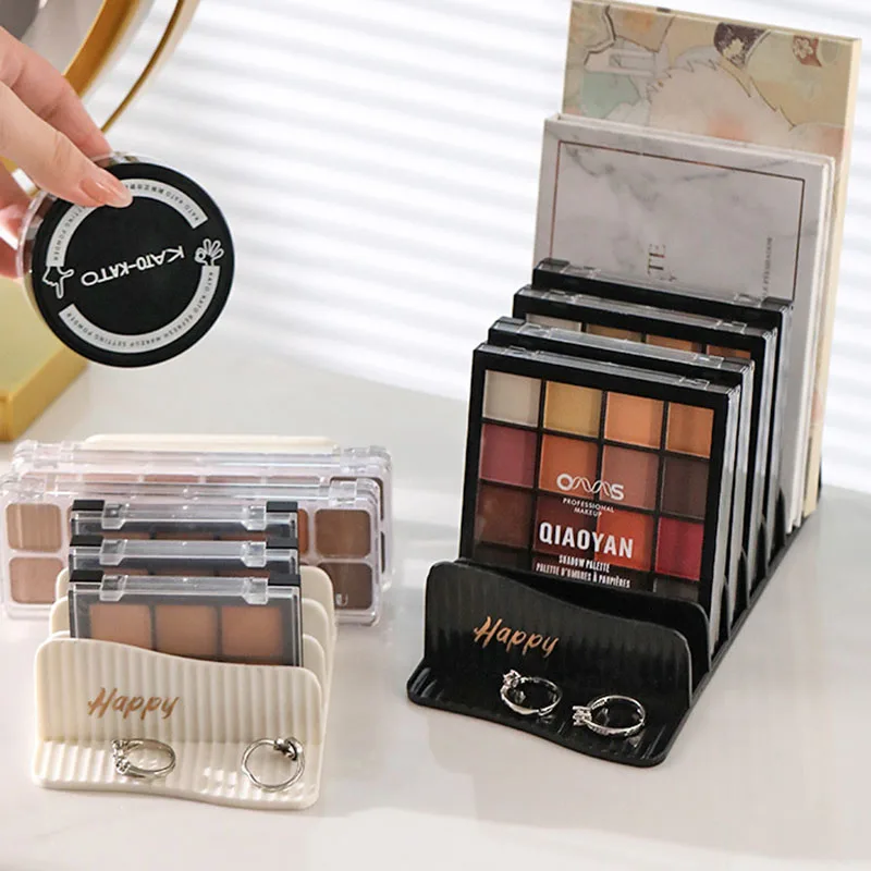 プラスチック製メイクアップアイシャドウパレットオーガナイザー 6セクションメイクアップオーガナイザー 多機能化粧品収納ラック アイシャドウトレイ付き