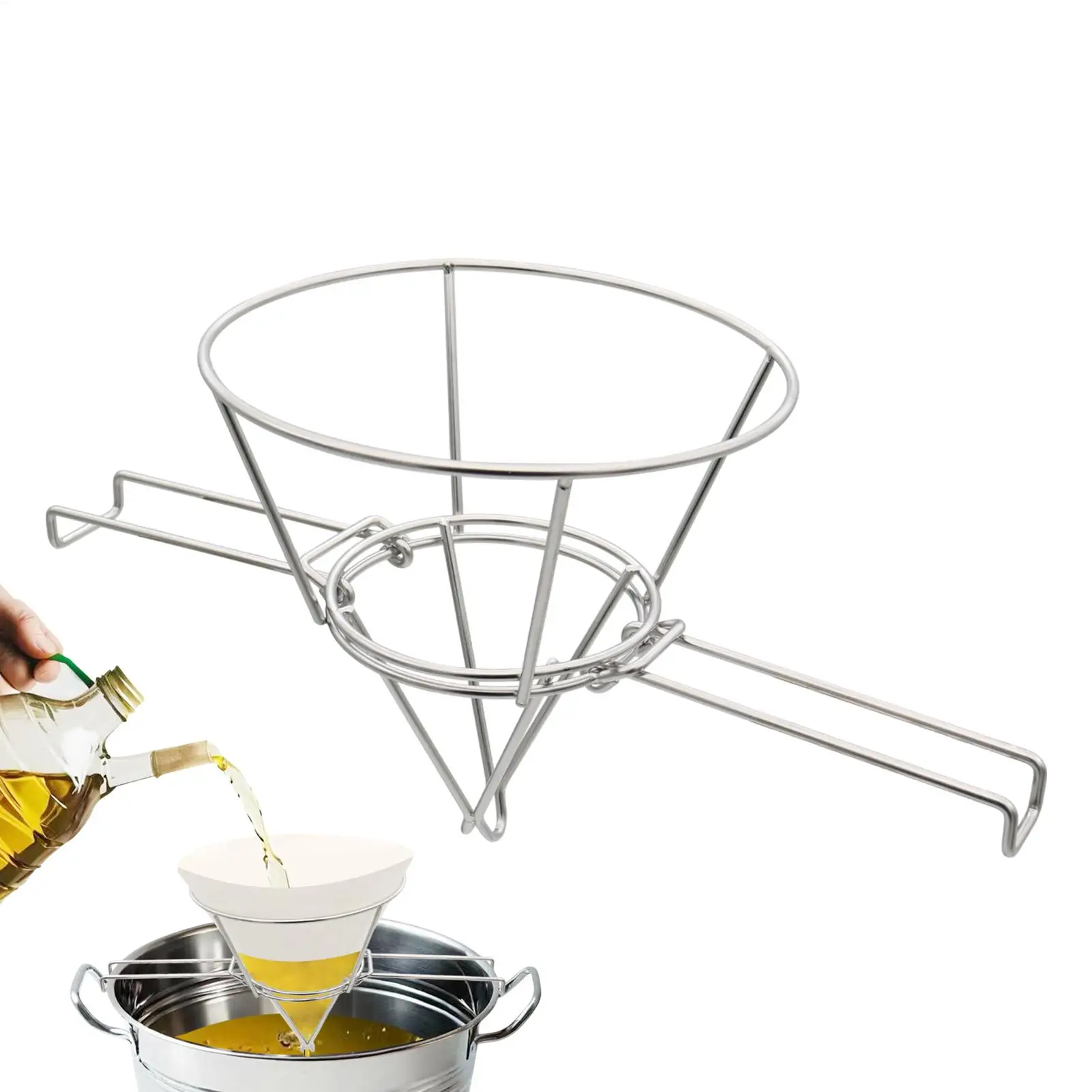 Home Fritteuse Ölkegel Filterhalter Ahornsirup Kegel Filterständer mit klappbaren Armen wiederverwendbares Siebgestell aus Edelstahl