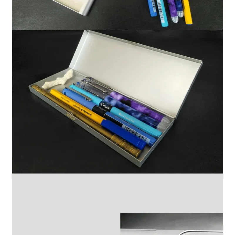 180*67*20mm Aluminum Stationery Box Metal Storage Pen Box Portable Pencil Case Stationery Organizer Perfect for Students Office