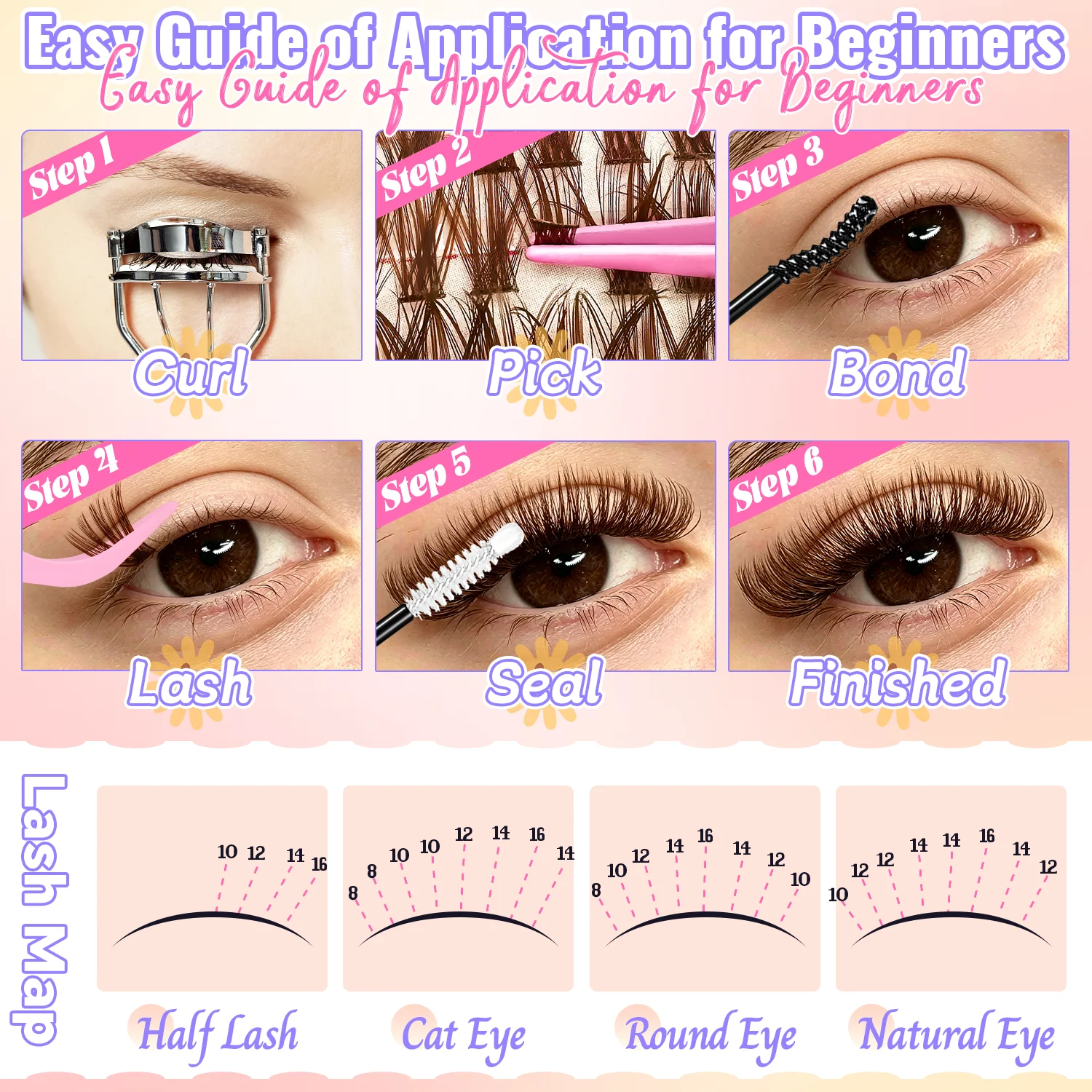 EIMNY 300-teiliges braunes Wimpern-Cluster-Set, warme braune Wimpern passen perfekt zu hellbraunen Haartönen, lang und für Anfänger geeignet – Detail 10