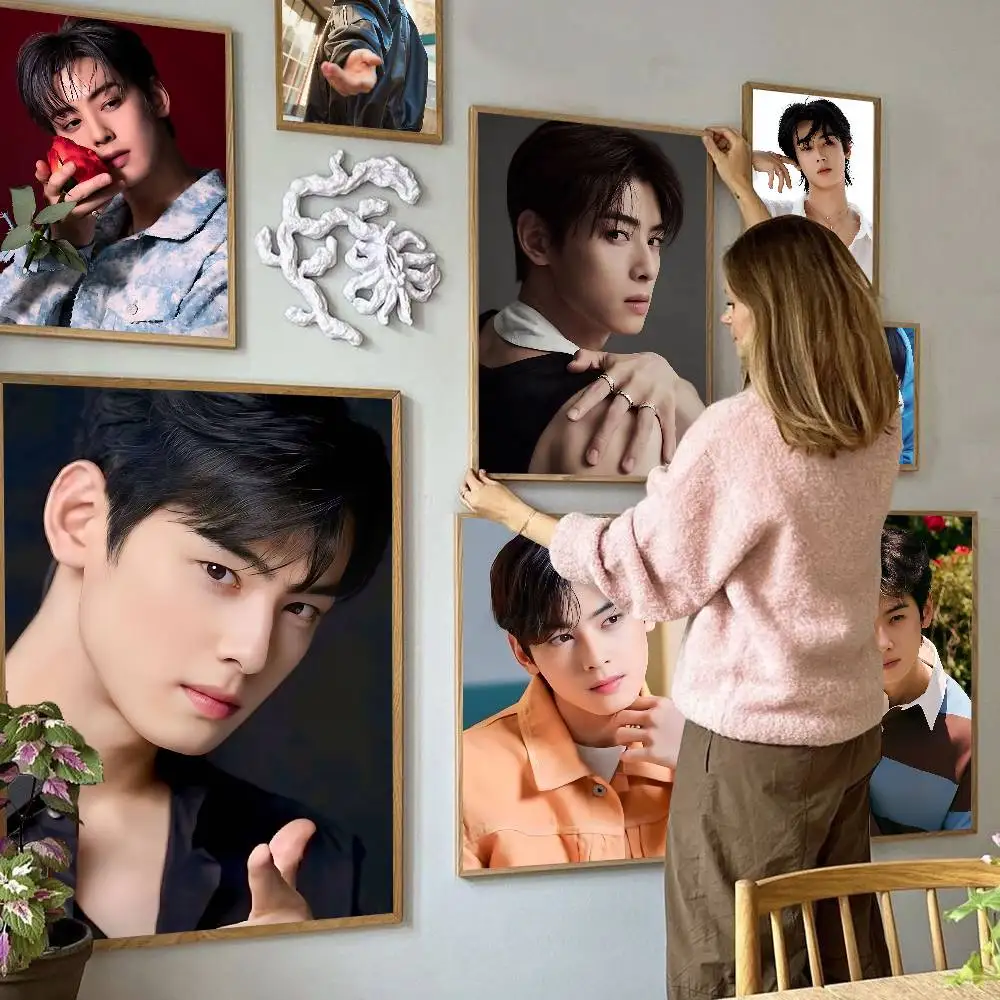 C-Cha-EunWoo Elegant-Gentle Classic Vintage Posters Whitepaper Prints Posters Artwork Kawaii Room Decor