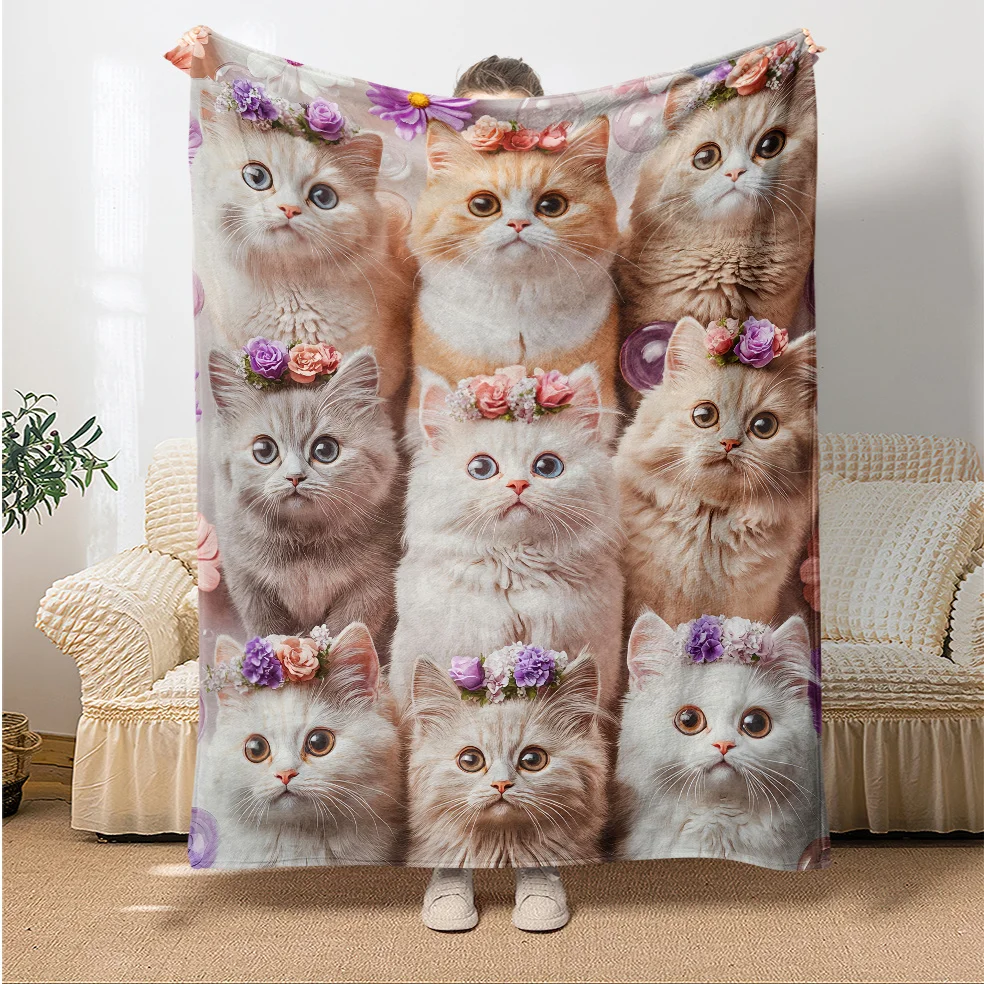 Purrfect Comfort Blanket Reversible Flannel Throw for Cat Lovers AllSeason Comfort Feline Friend Gift