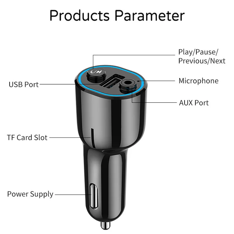 JaJaBor-Transmetteur FM pour Voiture, 250-500 Vocale, Récepteur Audio Mains Libres, Isolateur Intégré, Lecteur MP3, Bluetooth, Kit Mains Libres