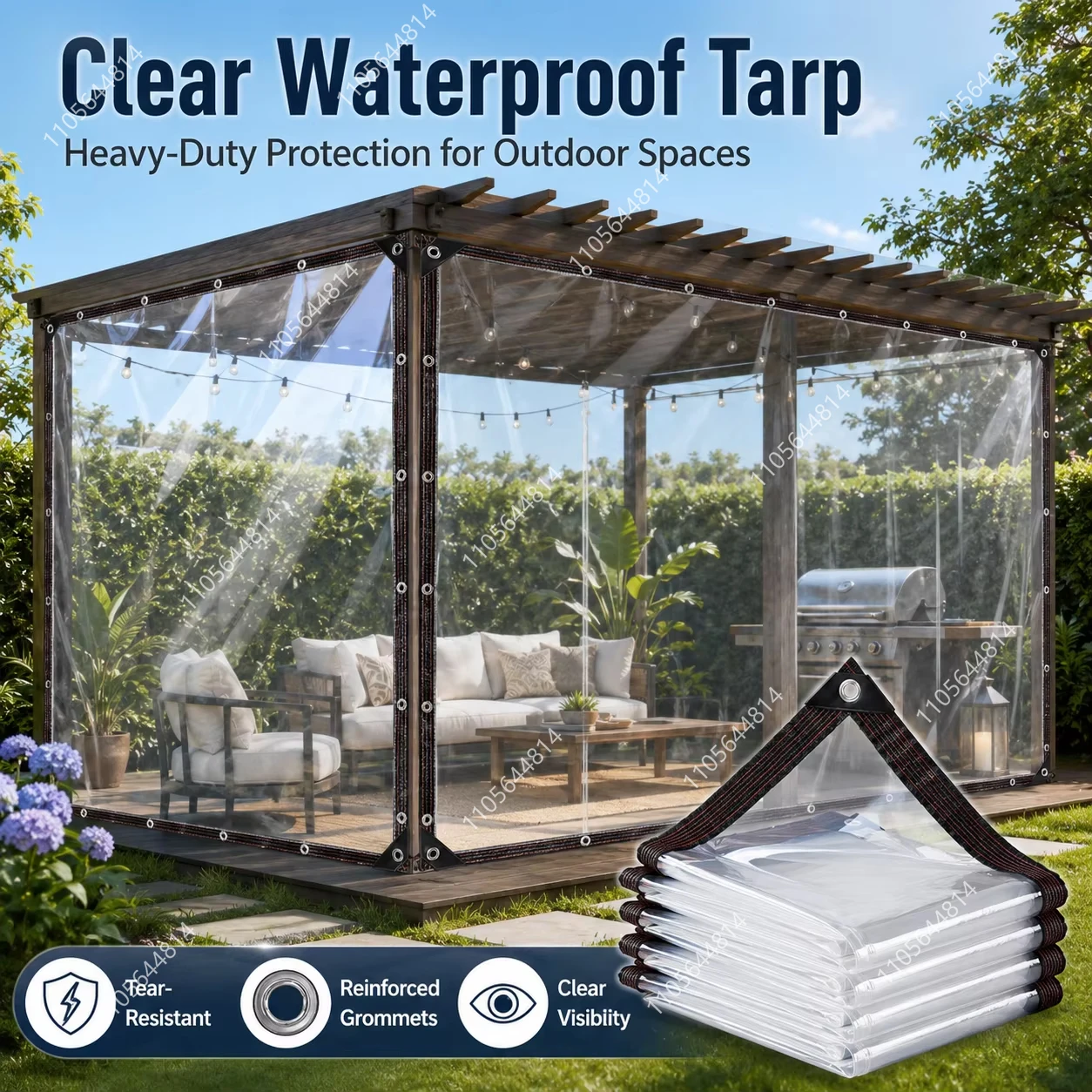 Bâche transparente en PE imperméable, isolation contre le froid et la chaleur, toile plastique épaisse pour abri solaire de jardin extérieur