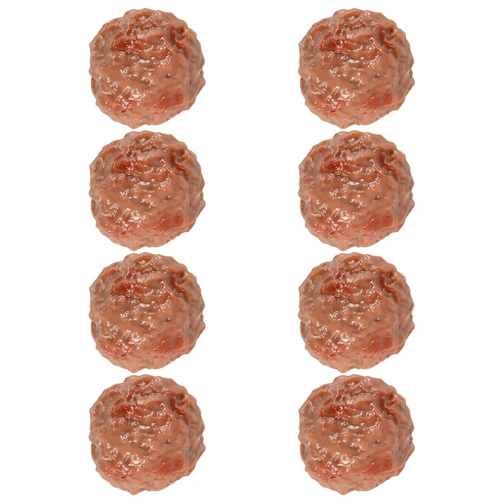 8 Pcs Simulated Beef Ball Props Artificial Lifelike Meatballs Kitchen Model Manual Imitation Fake Simulation Pvc Photography