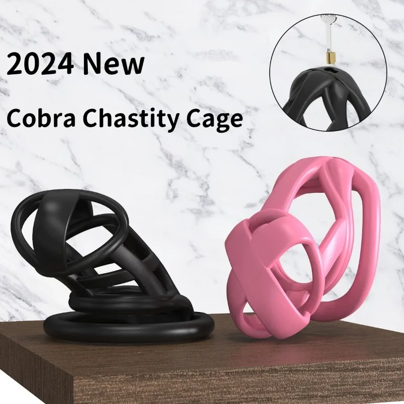 Cobra Chastity Cage Bondage Cock Cage Breathable 2 Size Rings Anti Cheating Abstinence Penis Lock Gay BDSM Adult Sex Products18+