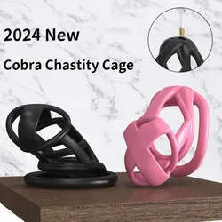 Cobra Chastity Cage Bondage Cock Cage Breathable 2 Size Rings Anti Cheating Abstinence Penis Lock Gay BDSM Adult Sex Products18+