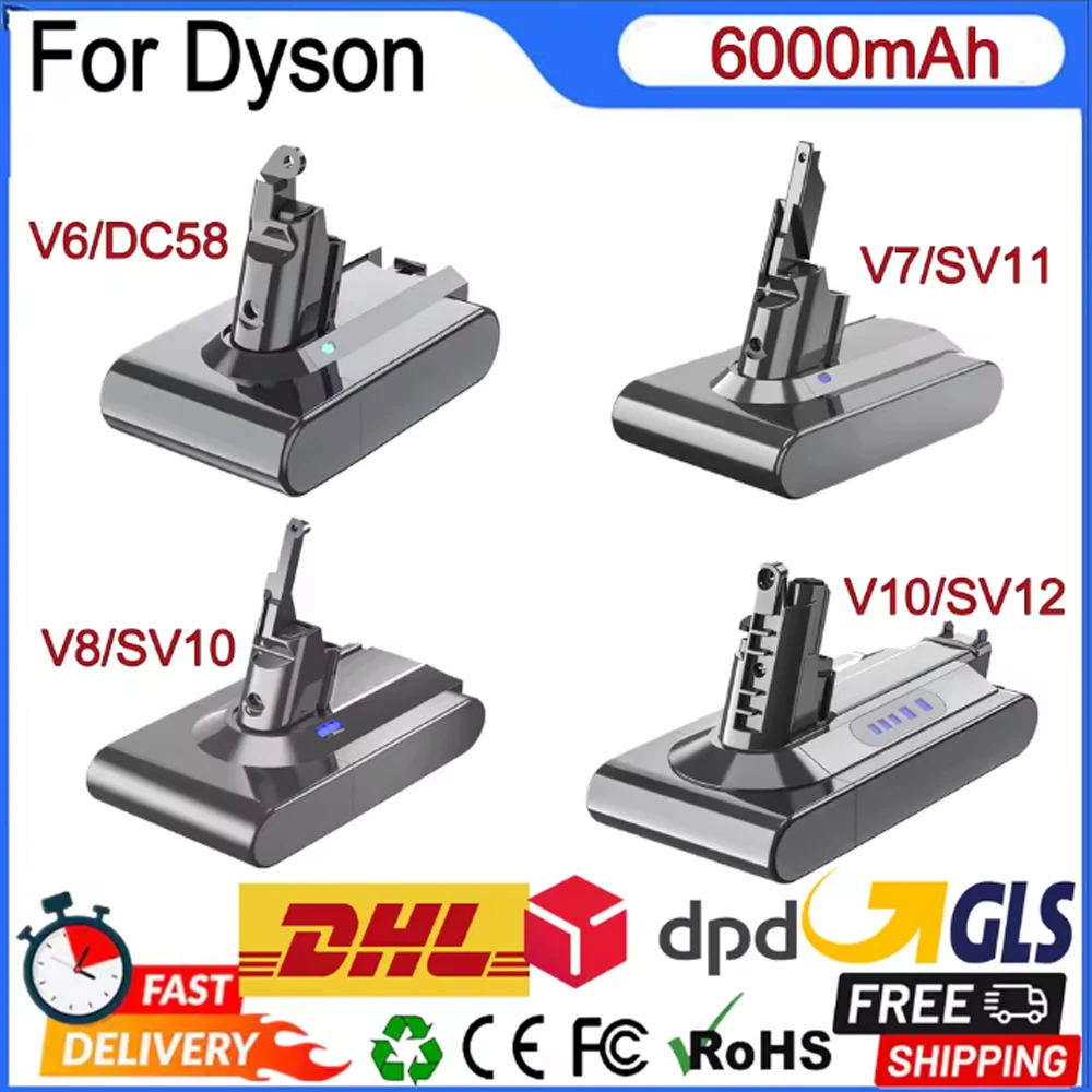 

8.0Ah For Dyson V6 Replacement Battery For Dyson DC58 DC59 DC62 SV03 SV05 SV09 Absolute Vacuum Cleaner Power Tools Cordl
