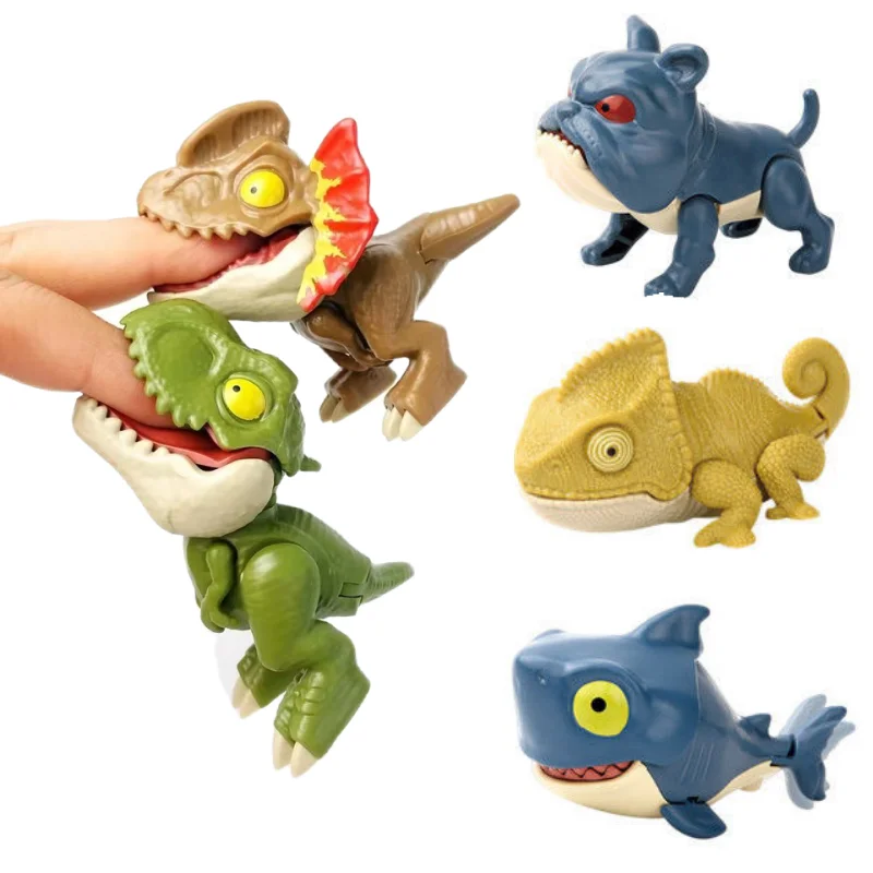 Children Jurassic Biting Finger Dinosaur Animals Model Toys Movable Joints Tricky Chameleon Hippo Kids Birthday Christmas Gifts