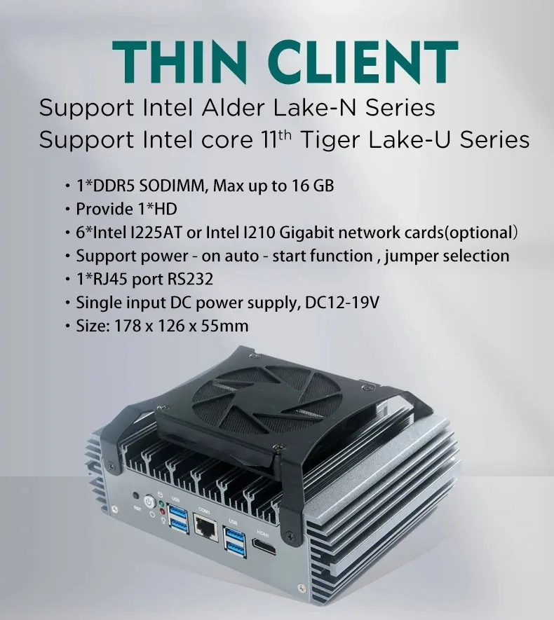 OEM 12th Gen N150 N100 Router PfSense Firewall Mini PC 6 Lan POE 1Com 1*DDR5 X86 Gateway Industrial Mini PC for Network Security