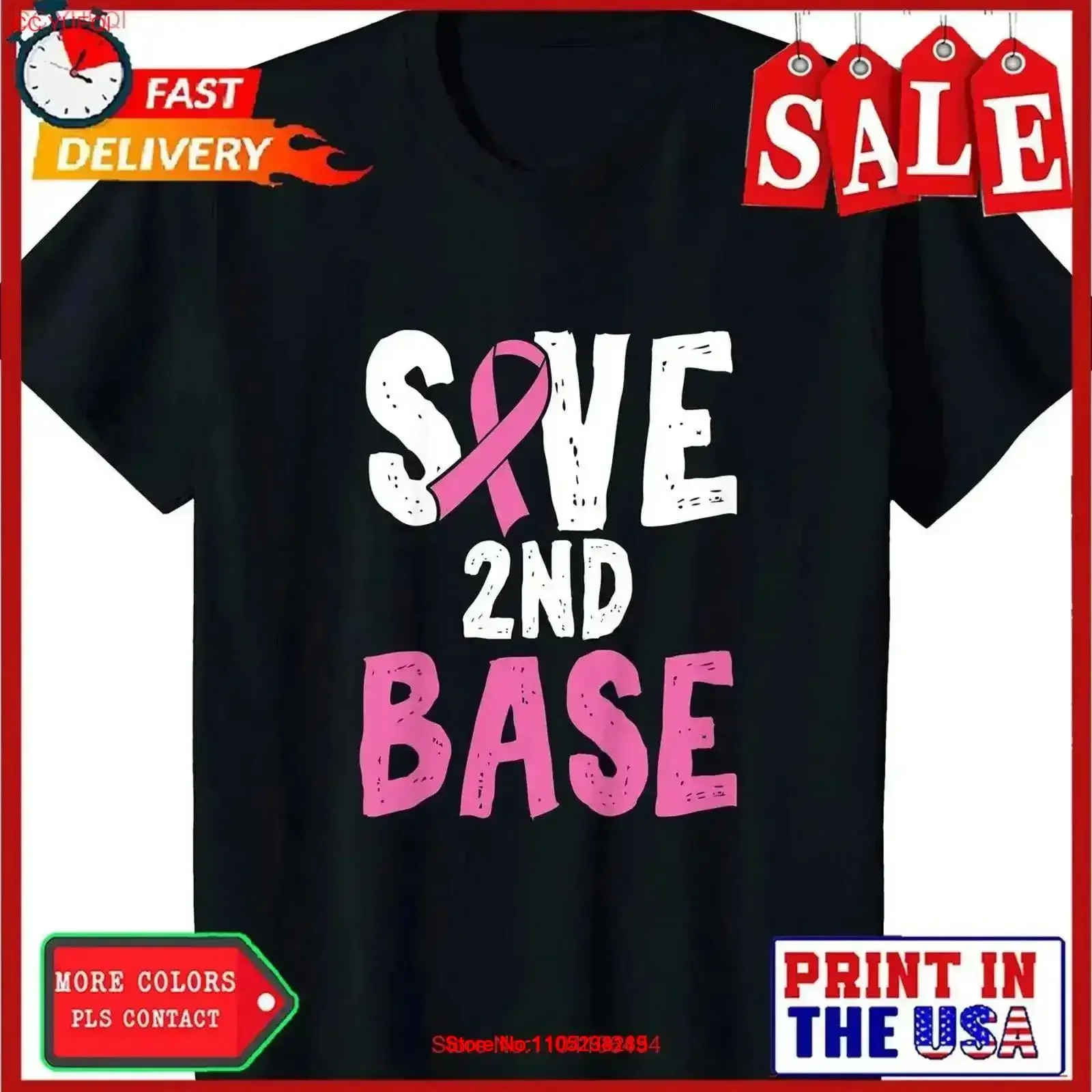 

Breast Cancer Awareness Month Save Second 2nd Base Youth T shirt vintage Washed Versatile Stylish Top For Everyday Wear Soft