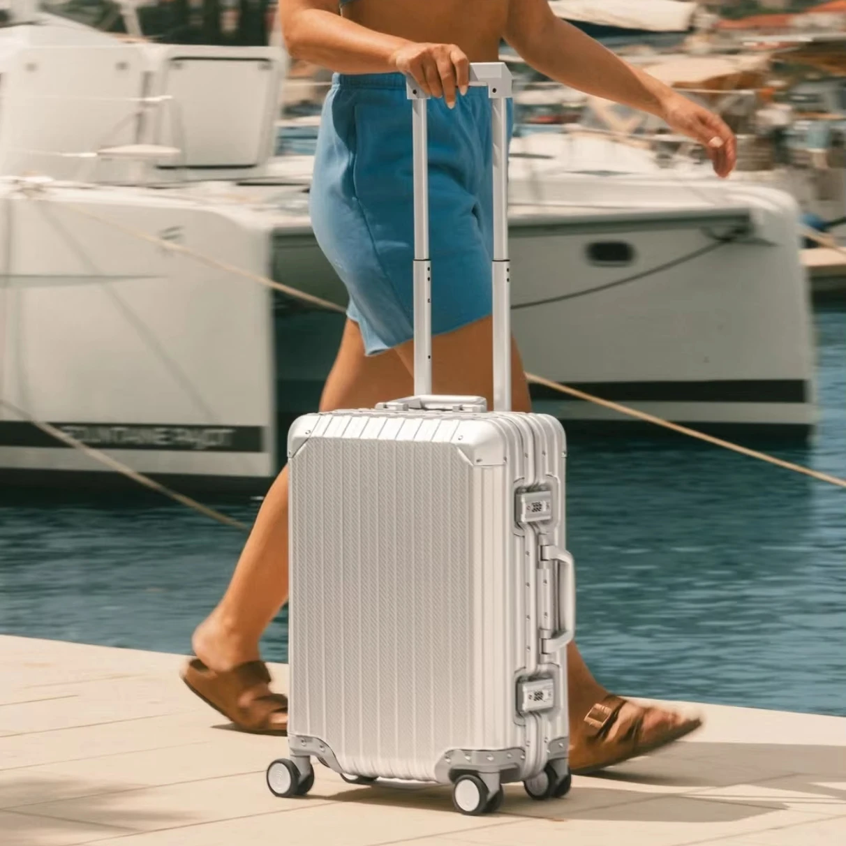 Hot Sale Pure Aluminum Magnesium Alloy Bags Silver Metal European Business Large Capacity Trolley Case TSA Lock