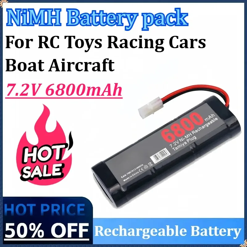 

7.2V 6800mAh NiMH Replacement RC Battery with Tamiya Discharge Connector for RC Toys Racing Cars Boat Aircraft High-Capacity