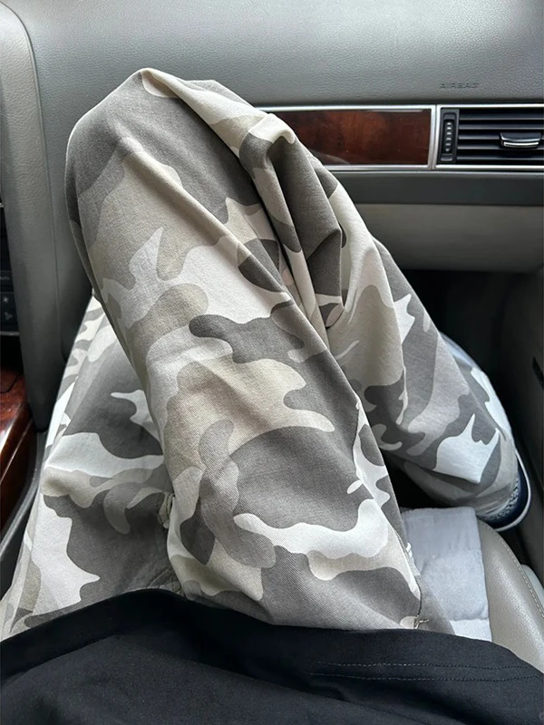 

Loose Straight Leg Camouflage Jeans for Boys Casual Summer Faion High Waist Long Pants American Sle Loose Fit Jeans