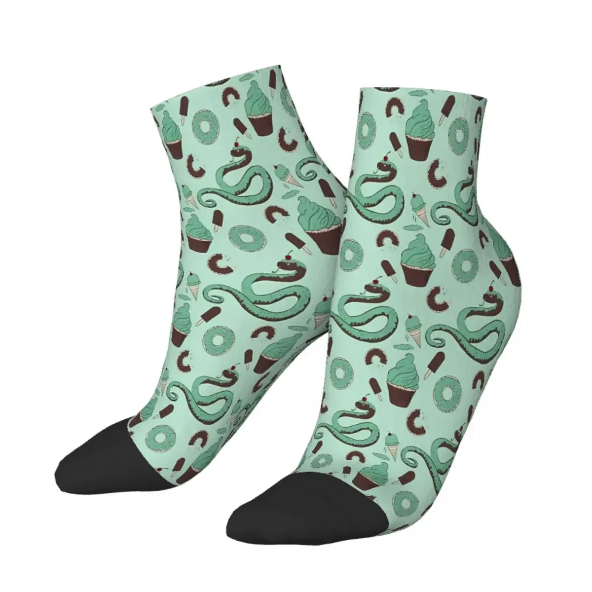 Mint Chocolate Cupcake Hognose Snake Ankle Socks Male Mens Women Summer Stockings Printed