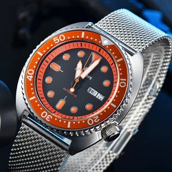 PARNSRPE Diver Men's Watch Orange Dial Sapphire Glass Japanese NH36 movement Automatic Movement Day Date Indicator 09