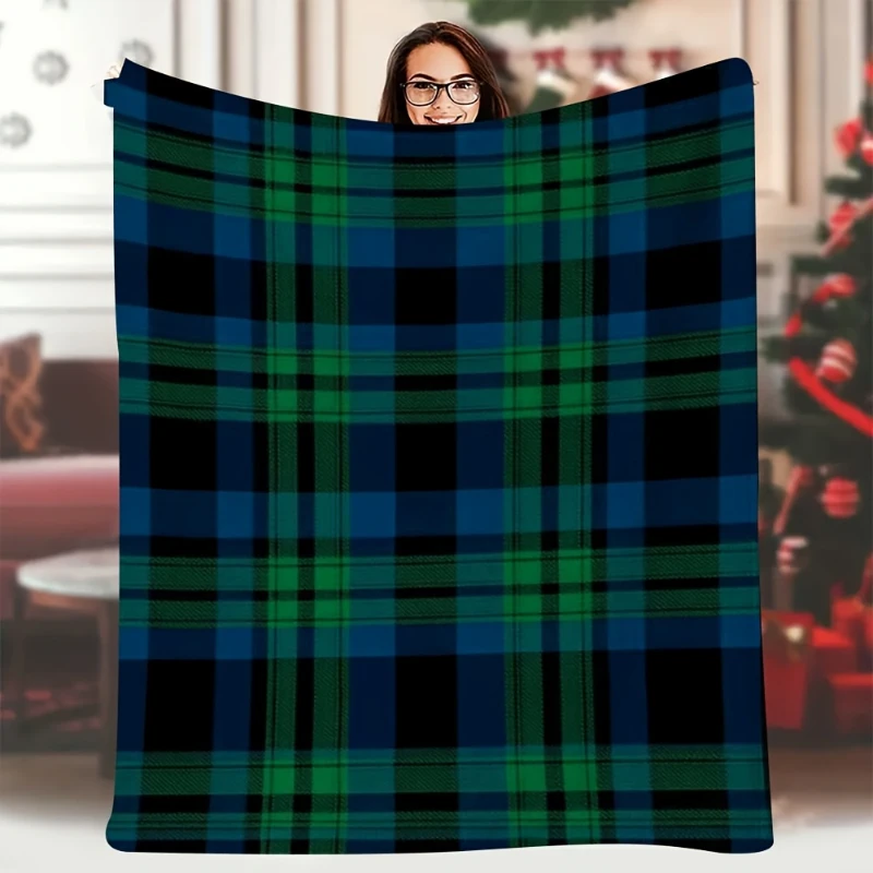 Blue Green Scottish Plaid Throw Blanket,Warm Sofa,Bedroom Decor,Camping Layer,Birthday Anniversary Home Casual Favor