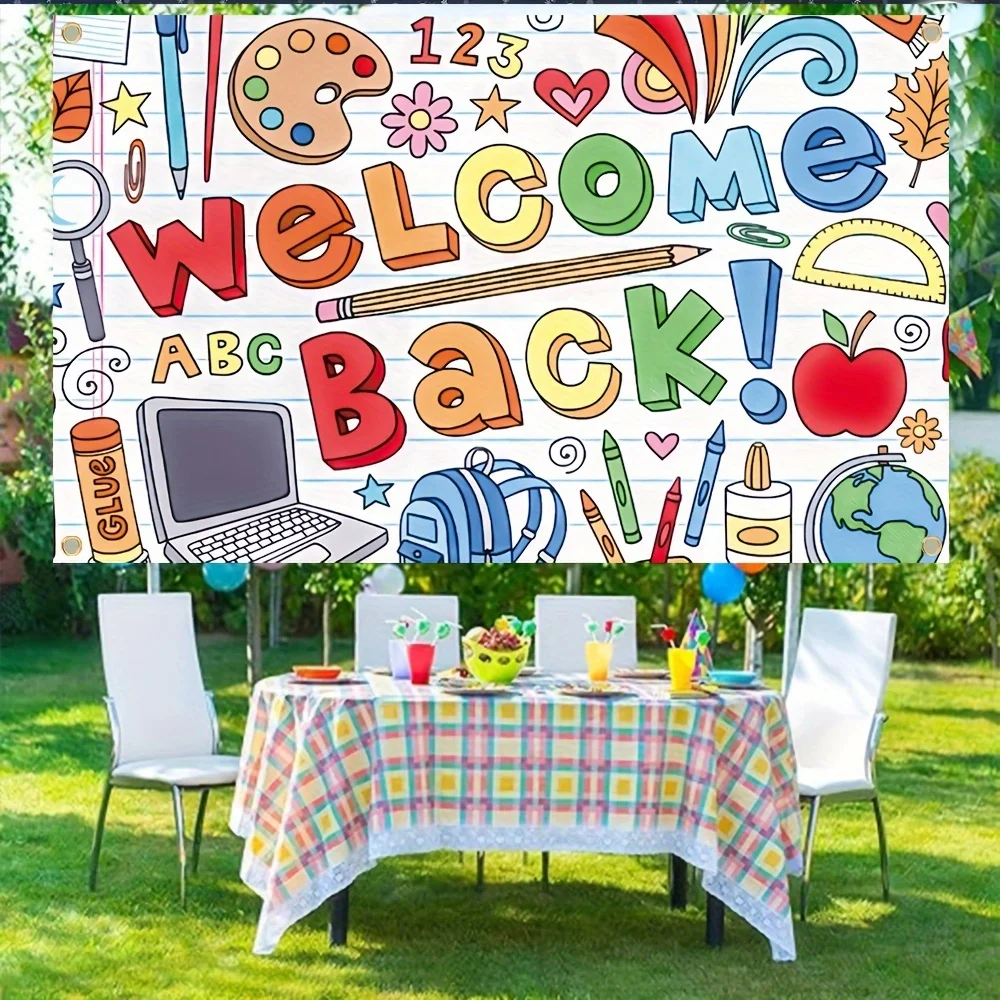 1 piece, welcome back to school theme background, traditional decoration, classroom and office culture banner