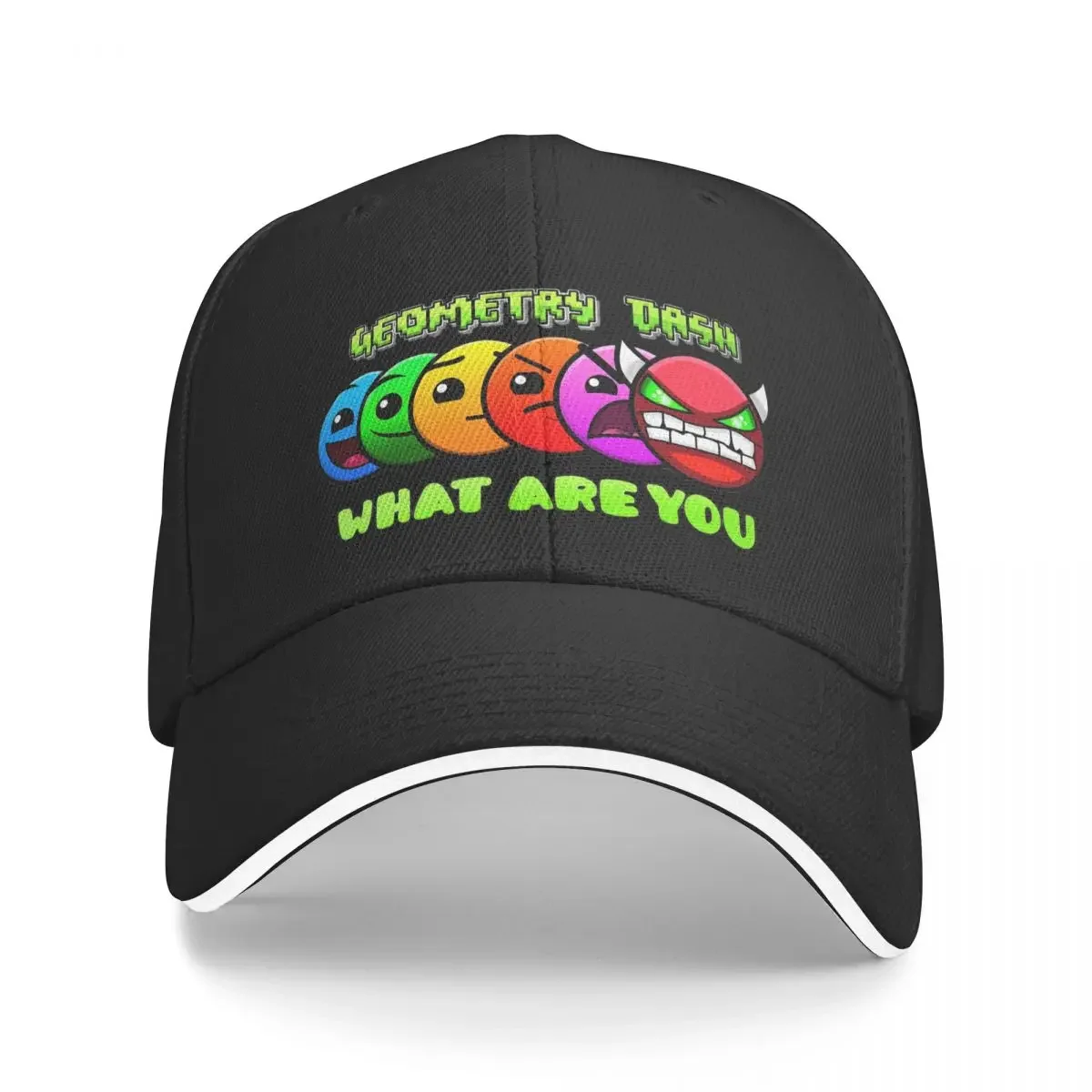 Geometry Dash What Are You Baseball Cap Casual Geometric Dash Video Game Sandwich Hat Men Women Polyester Dad Hat Outdoor