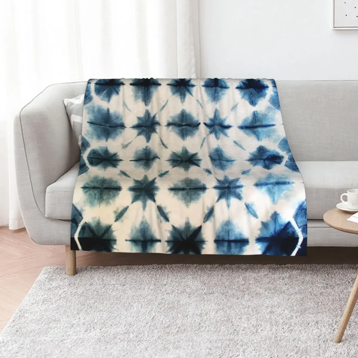 

Shibori Tie Dye, Indigo Throw Blanket Flannel halloween wednesday Decorative Throw Blankets