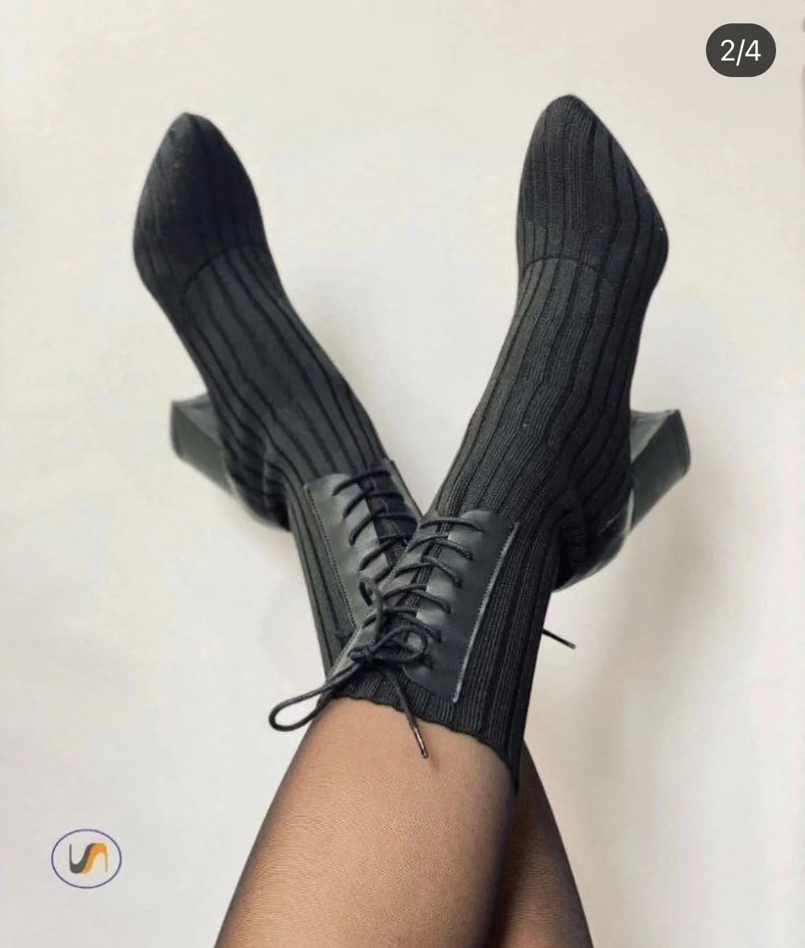 Autumn and winter new fashion splicing knitted elastic socks boots high heel short boots woman\'s head thick fashion skinny boots