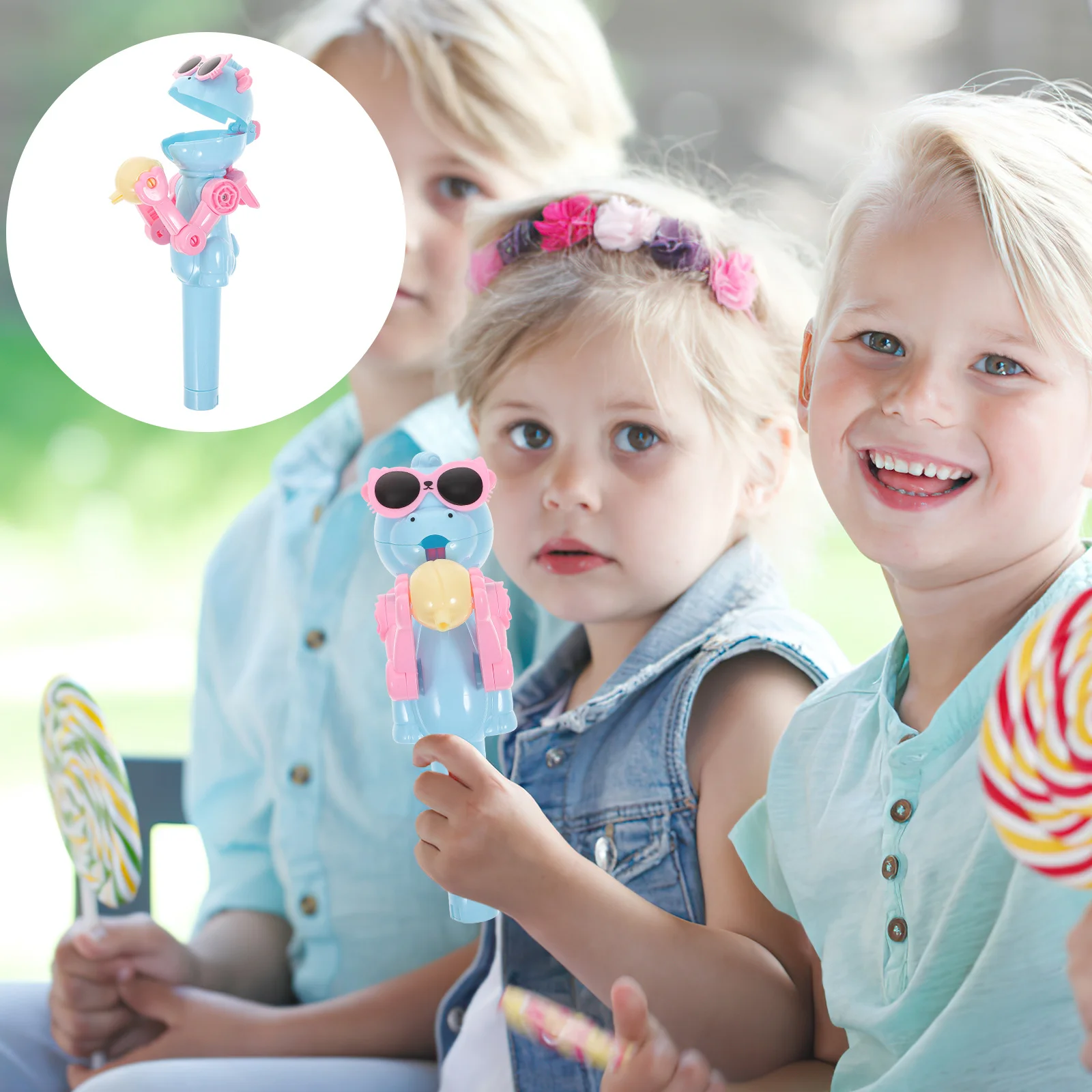 

Robot Lollipop Blue Creative Candy Storage Holder For Kids Decompression Playtime Novelty Plastic Gift Party Favor