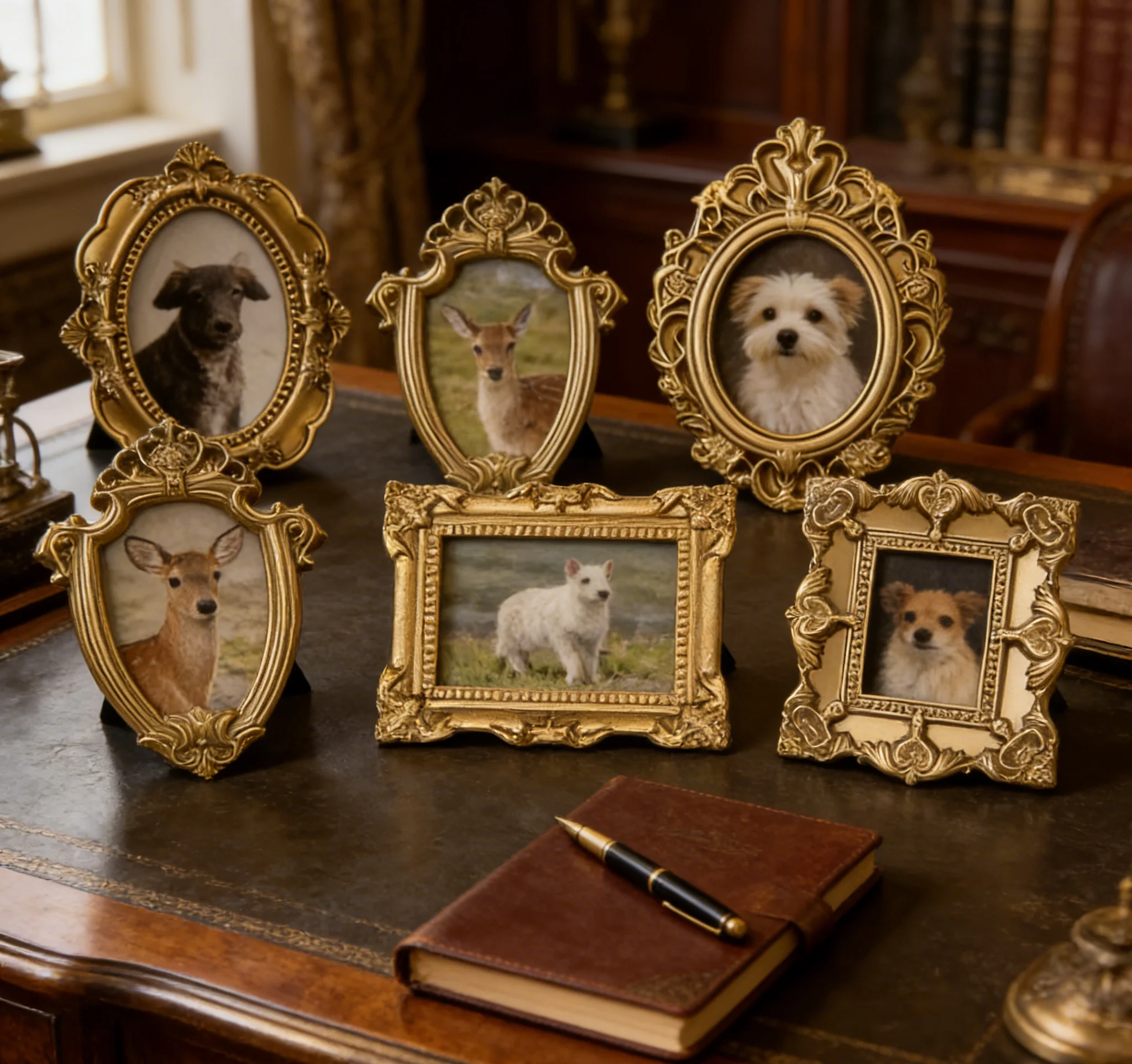 5pcs Resin Photo Frames Mini gold small photo frame shooting props DIY Craft Home Decor Wall Tabletop Picture Frame For Jewelry