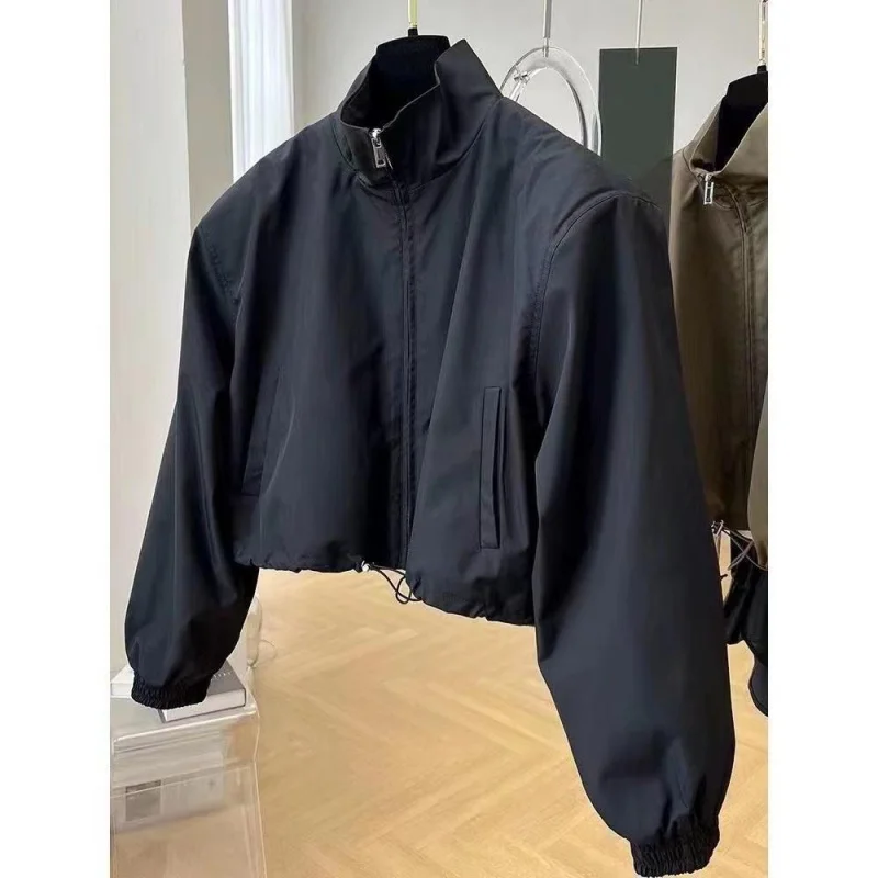 

2024Новый стиль, элитная женская куртка, осень-зима, уникальный воротник-стойка, короткая повседневная миниатюрная рабочая одежда, элегантная ветровка