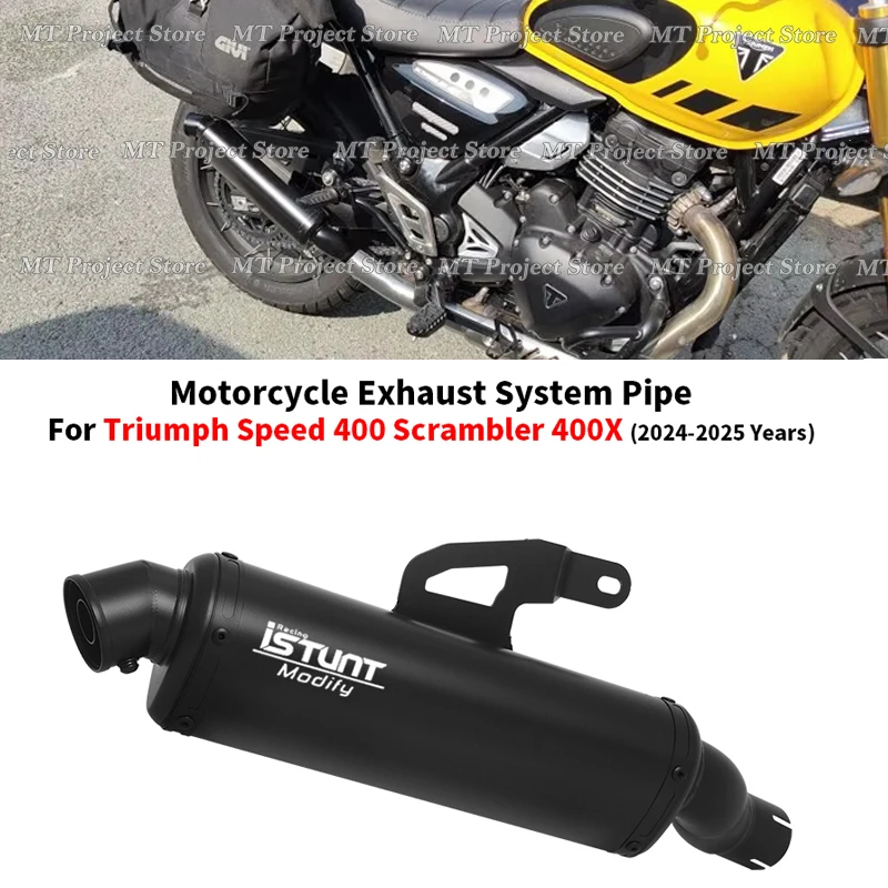 

Motorcycle Exhaust System Escape Middle Link Pipe With Black Muffler Slip On For TRIUMPH Scrambler400X Scrambler 400X 2024 2025