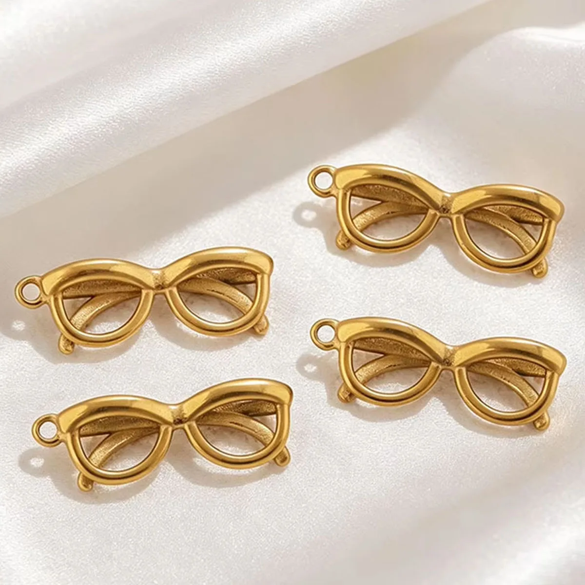 3pcs Glasses Charms 18K PVD Stainless Steel DIY Earrings Necklaces Pendants  For Women Gifts Jewelry Accessories Wholesale Bulk