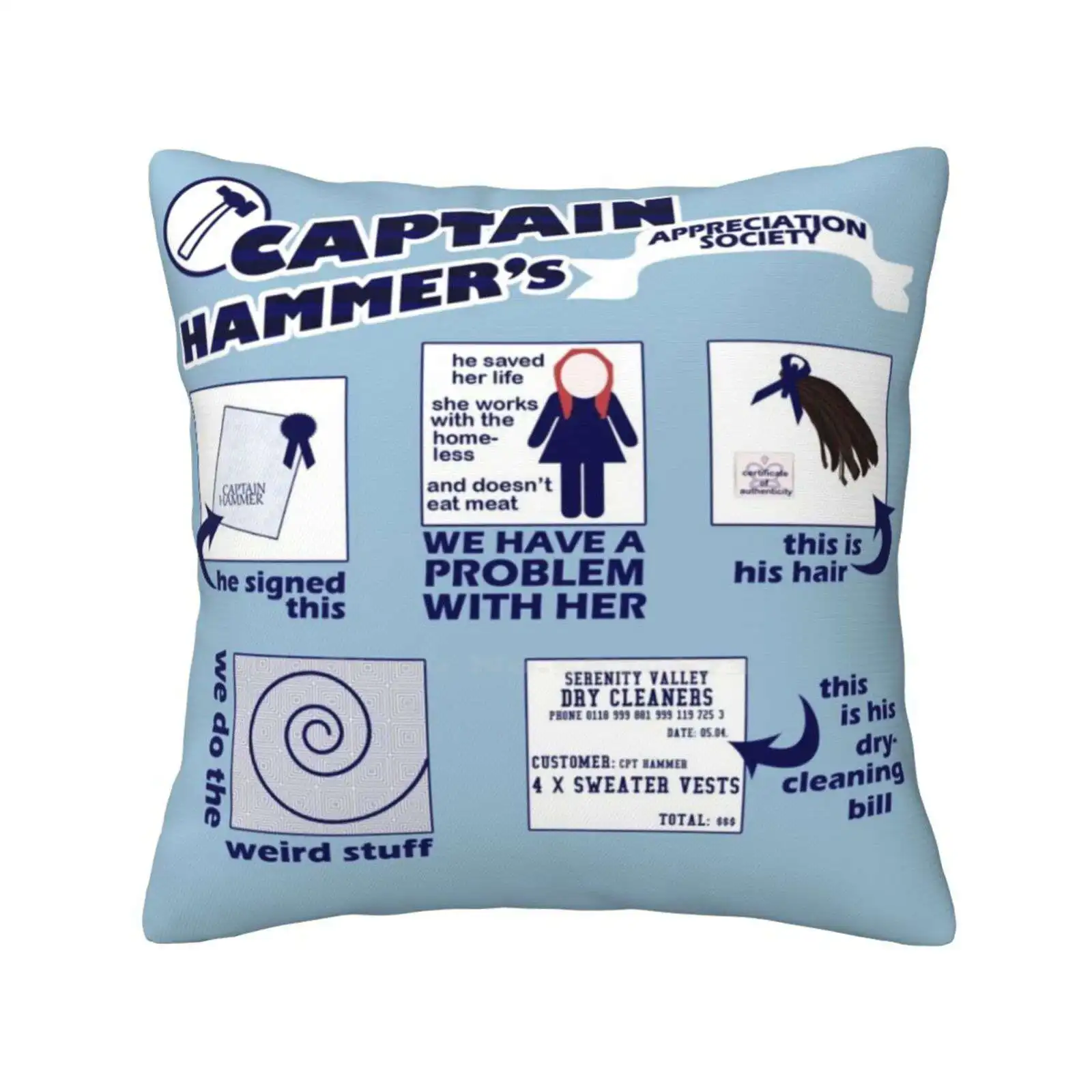 Captain Hammer'S Appreciation Society Funny Cute Decor Square Pillowcase Doctor Dr Sing Along Blog Horribles Captain Joss