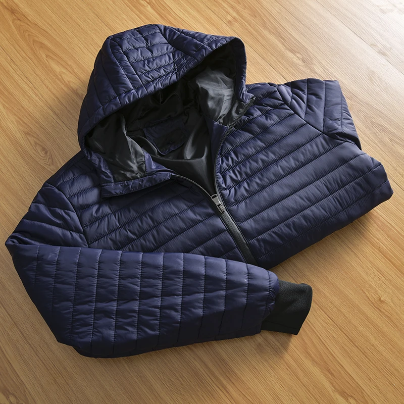 Lightweight Warm Cotton Jacket Hooded Casual  Color Men's Fashion Urban Style Standard Fit Zipper Closure Autumn Winter ...