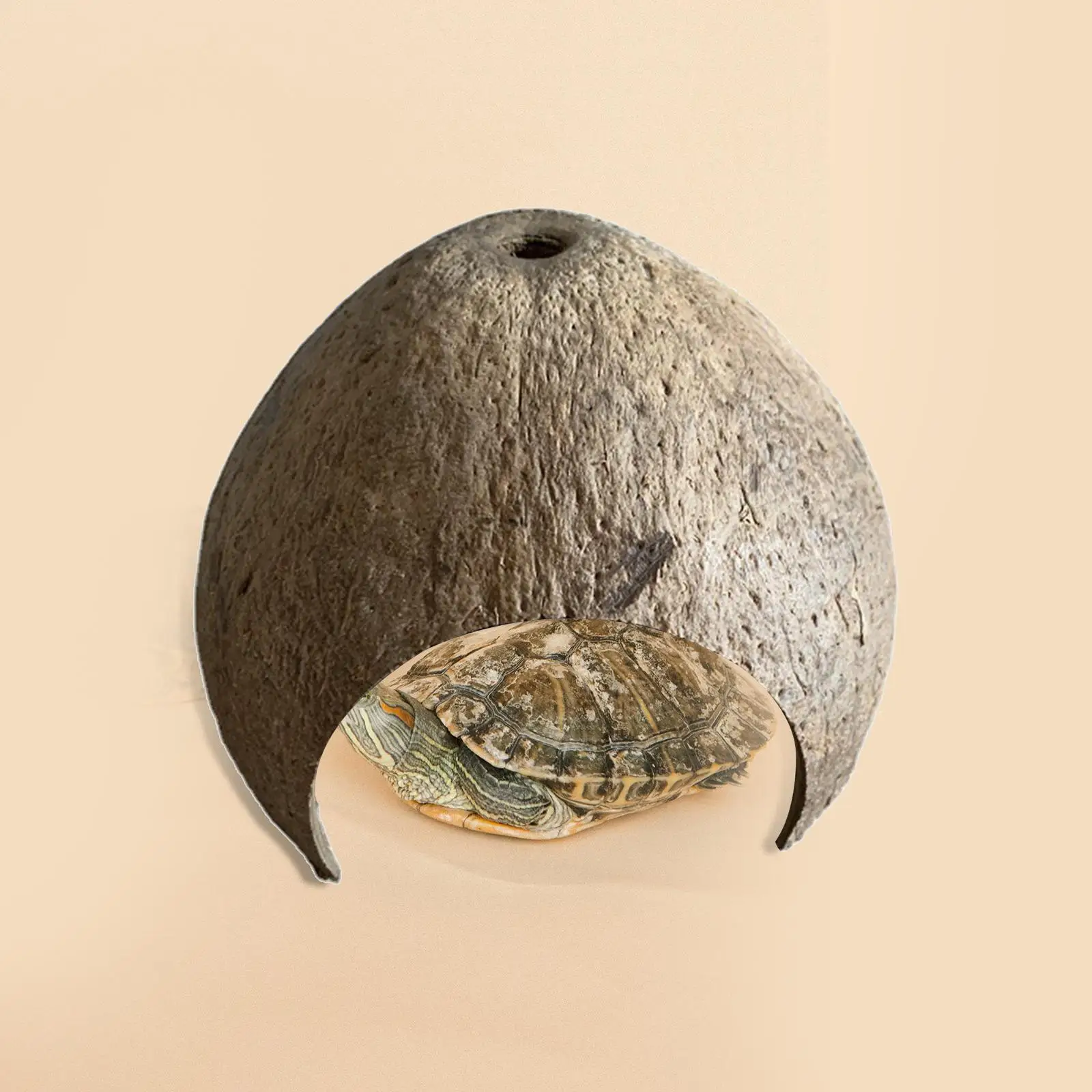 Coconut Shell Fish Tank Hole Cave Wooden Privacy Nest Comfortable Aquatic Pet Shelter for Aquarium Breeding
