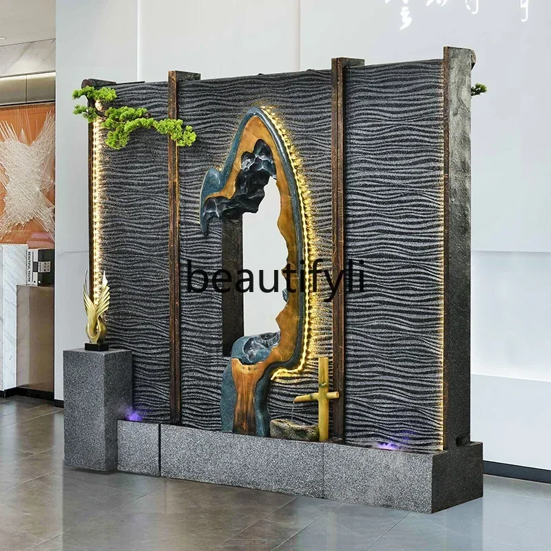 

05 G Company double-sided water curtain wall, running water screen, entrance partition, office landscape landscaping floor decor