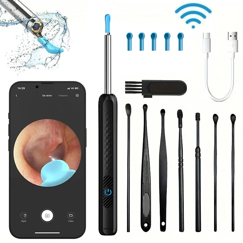 Wireless WiFi Ear Pick Otoscope Camera Borescope Luminous Ear Wax Cleaning Teeth Oral Inspection Health Care Ear Cleaner Kit 